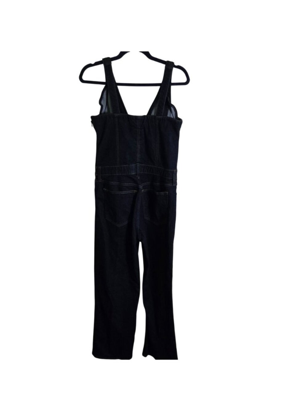 Abercrombie & Fitch Vegan Suede Lace Up Denim Jumpsuit Dark Wash Size M - Picture 3 of 15
